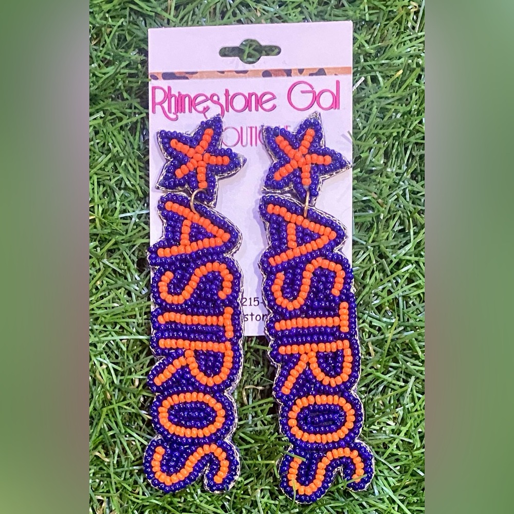 BRAND NEW WITH TAGS Astros Beaded Statement Earrings